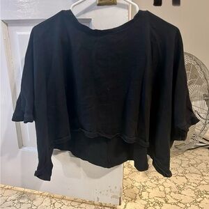 Black Flowy Cropped Top